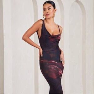 Club L London Black and Maroon Gown